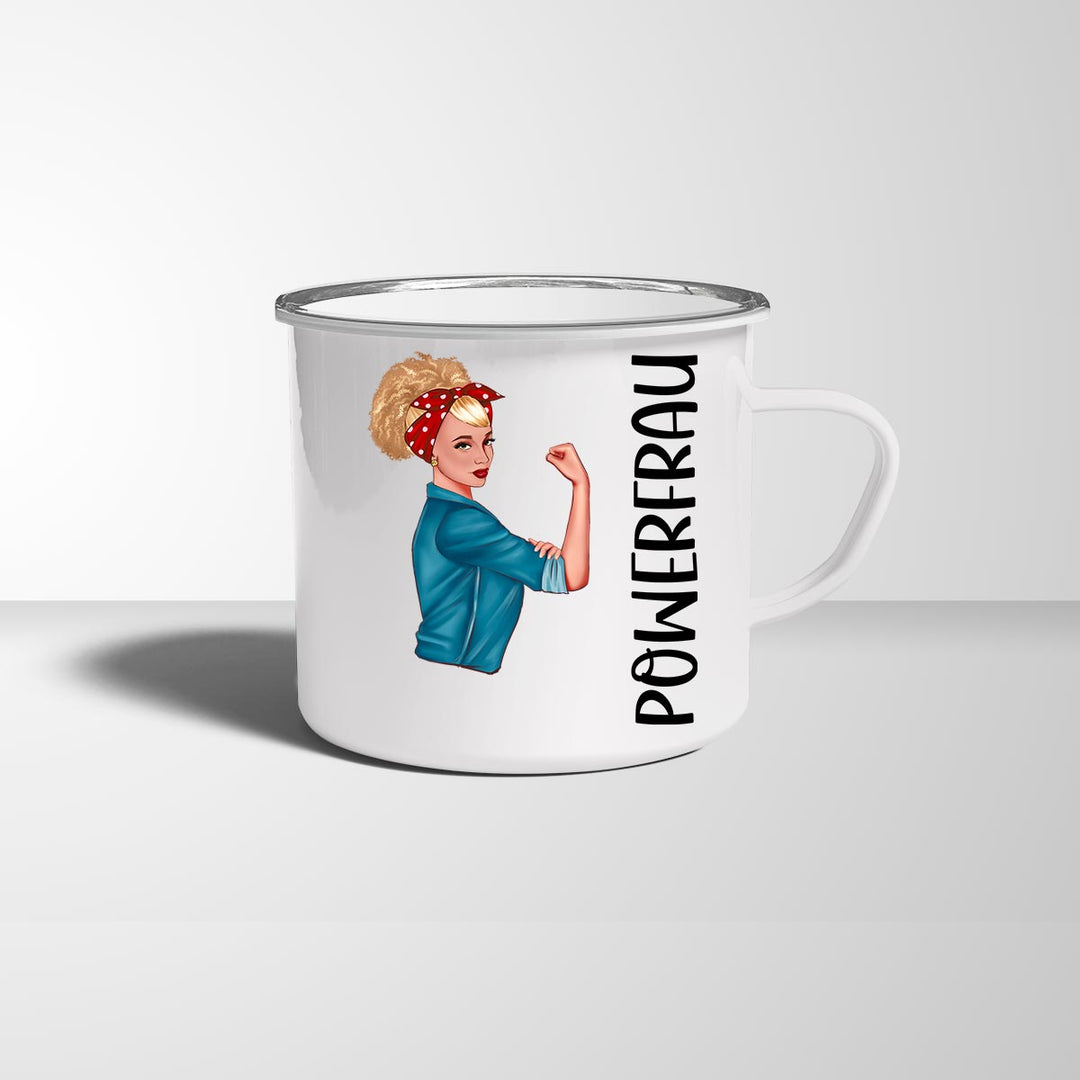 all - yours24 Emailletasse Powerfrau Geschenkideen Tasse mit Name Geschenke Emaille - Tasse - all - yours24