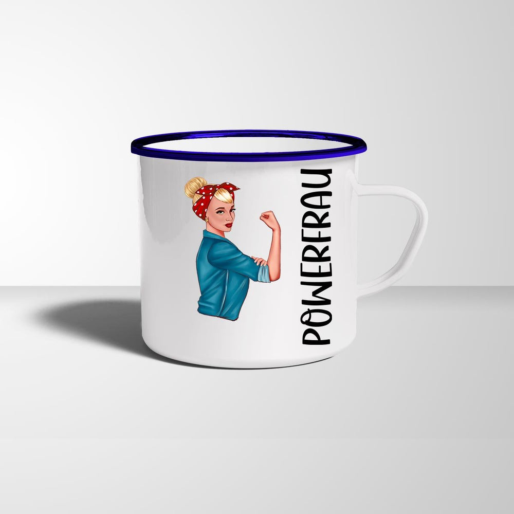 all - yours24 Emailletasse Powerfrau Geschenkideen Tasse mit Name Geschenke Emaille - Tasse - all - yours24