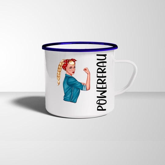 all - yours24 Emailletasse Powerfrau Geschenkideen Tasse mit Name Geschenke Emaille - Tasse - all - yours24