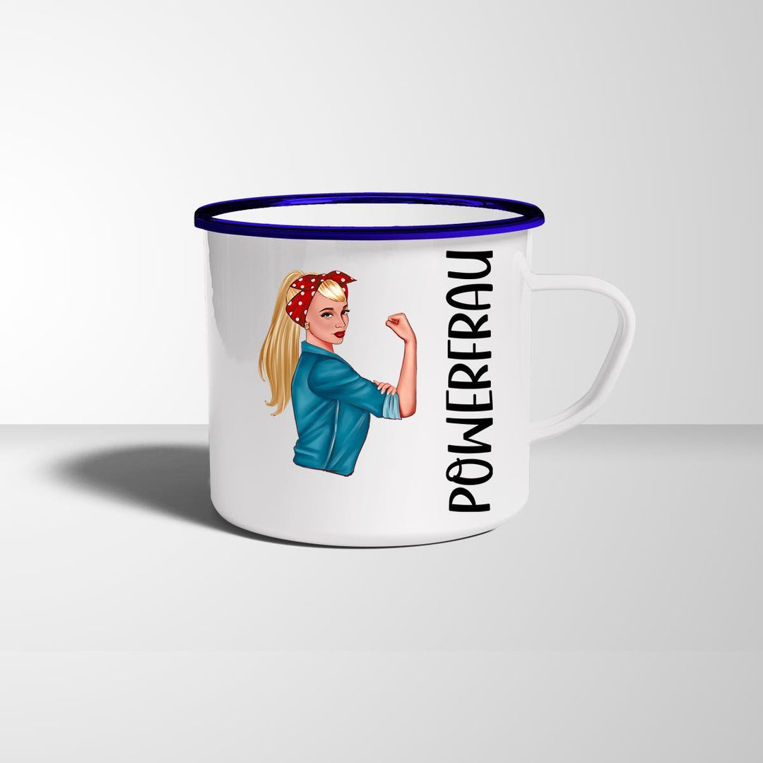 all - yours24 Emailletasse Powerfrau Geschenkideen Tasse mit Name Geschenke Emaille - Tasse - all - yours24