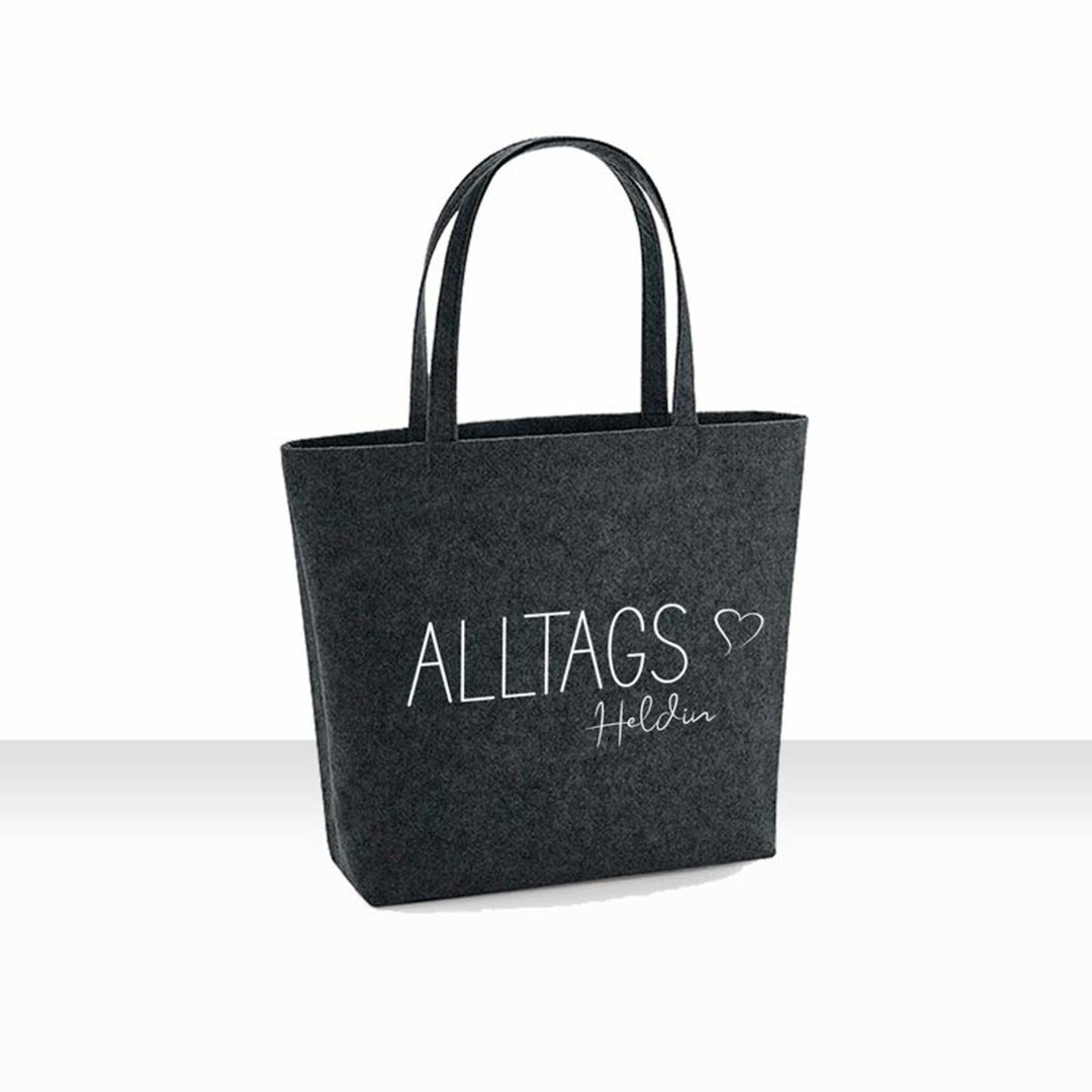 all-yours24 Filz Shopper Einkaufstasche Alltagsheldin anthrazit 