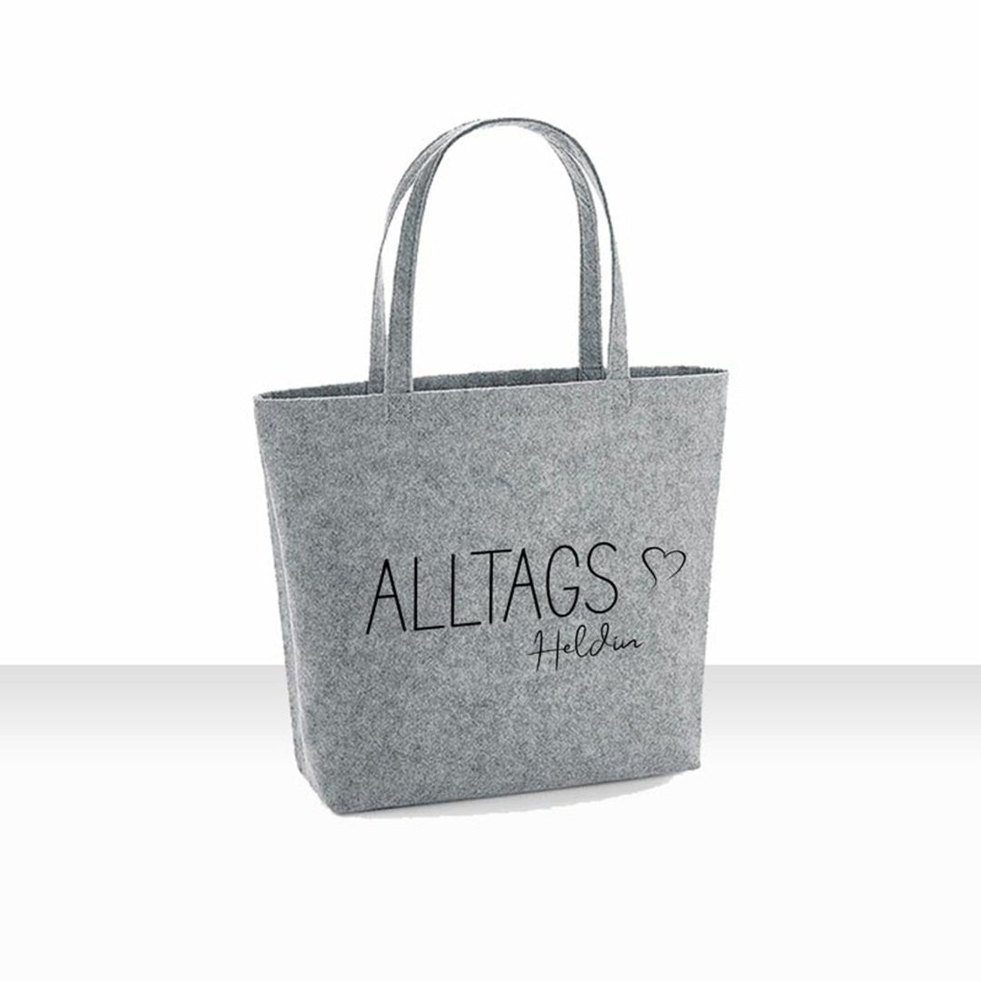 all-yours24 Filz Shopper Einkaufstasche Alltagsheldin grau