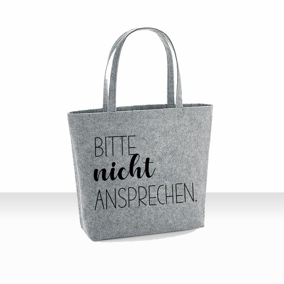 all-yours24 Filz Shopper Einkaufstasche bitte nicht ansprechen grau