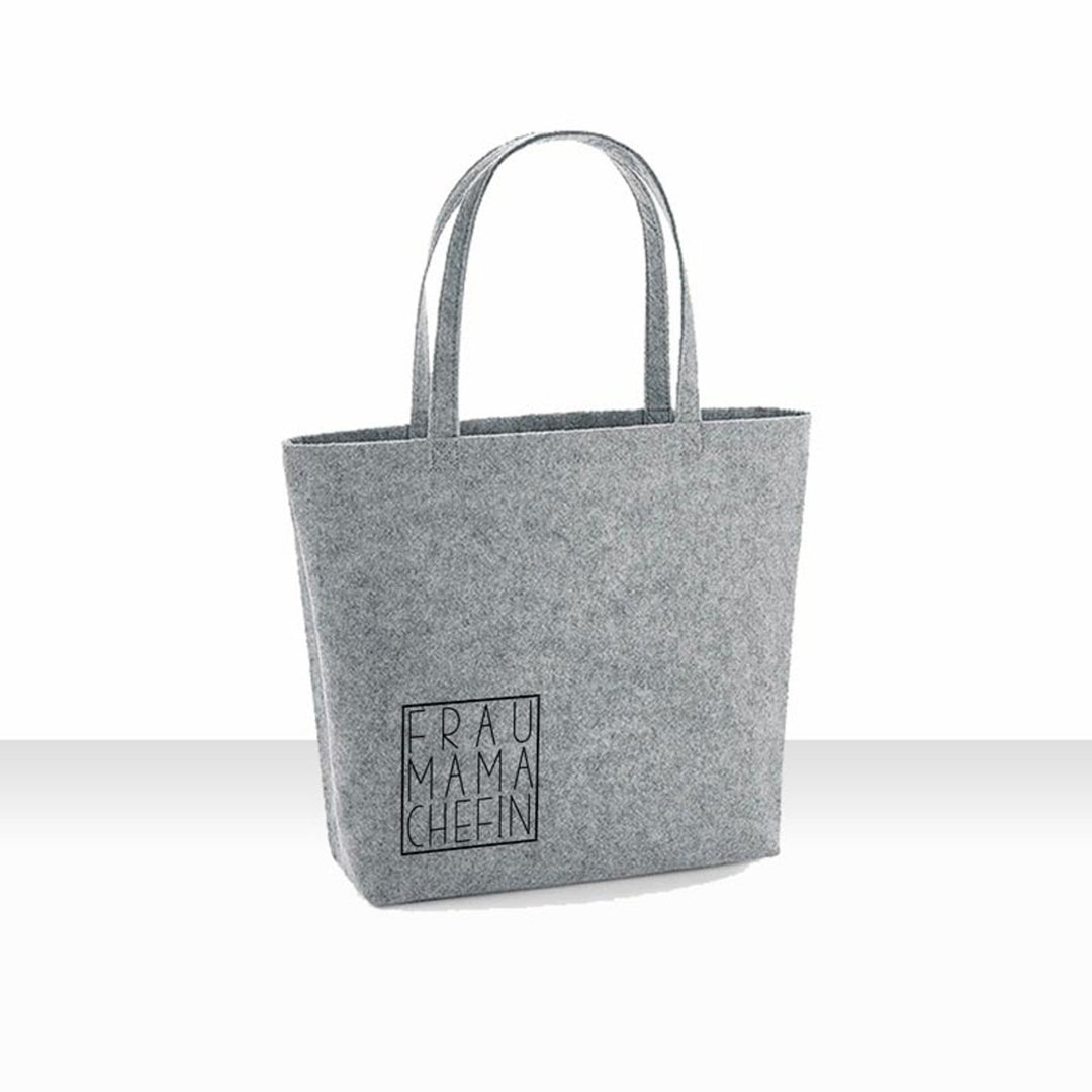 all-yours24 Filz Shopper Einkaufstasche FRAU MAMA CHEFIN grau