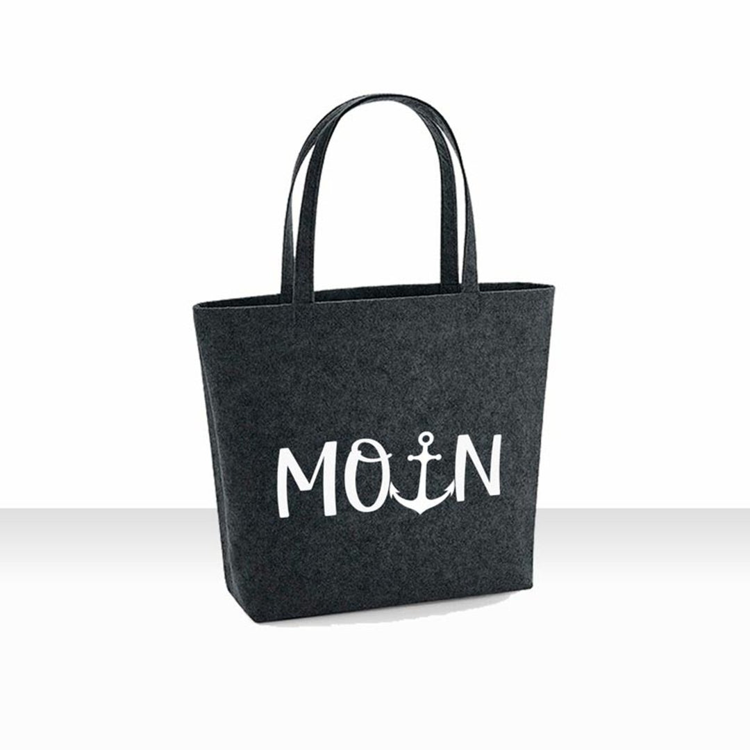 all-yours24 Filz Shopper Einkaufstasche MOIN Anker anthrazit