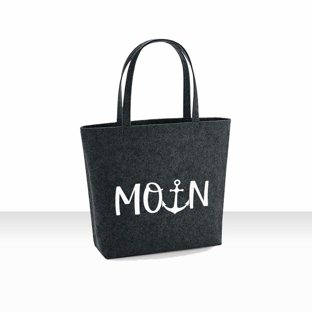 all-yours24 Filz Shopper Einkaufstasche MOIN Anker anthrazit
