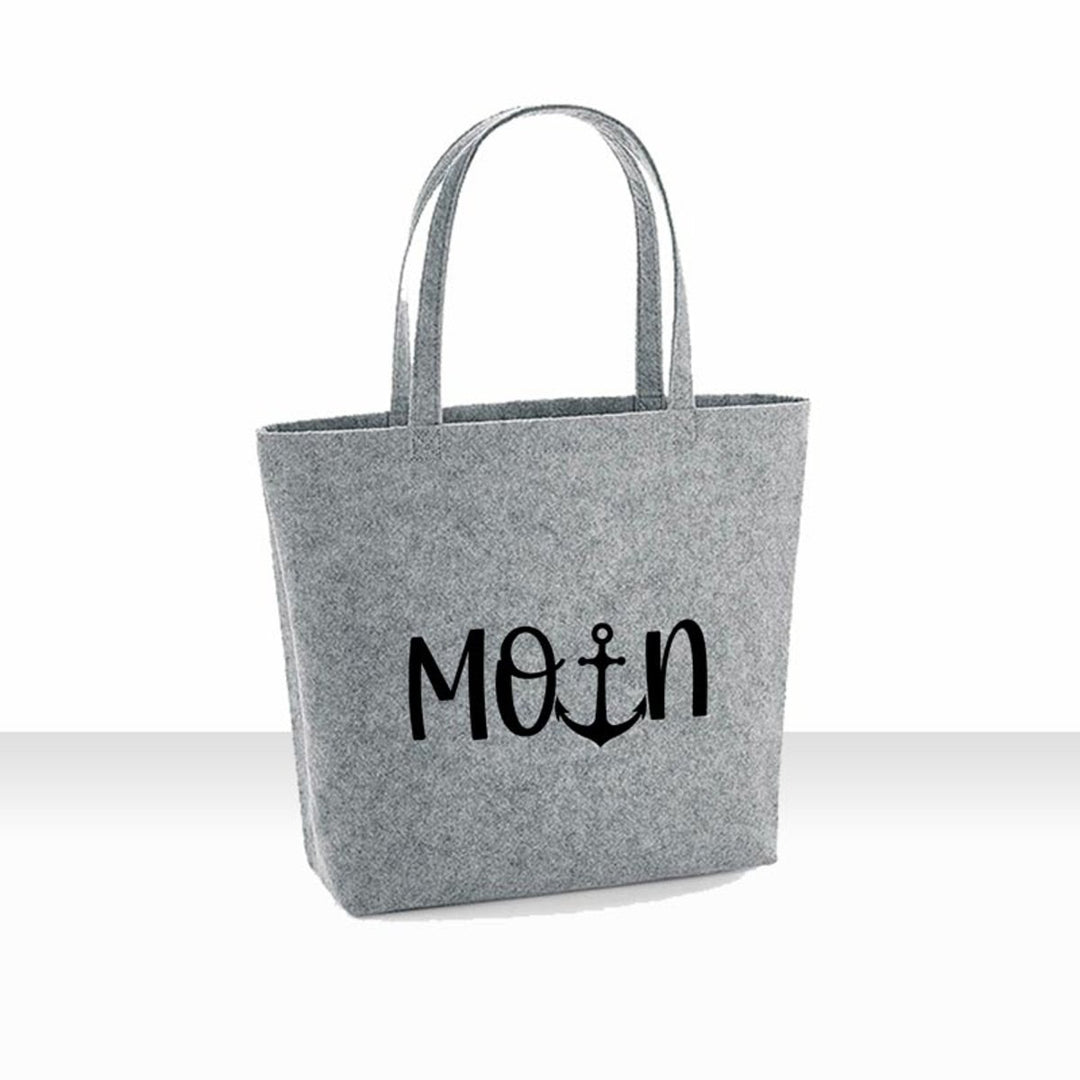 all-yours24 Filz Shopper Einkaufstasche MOIN Anker grau