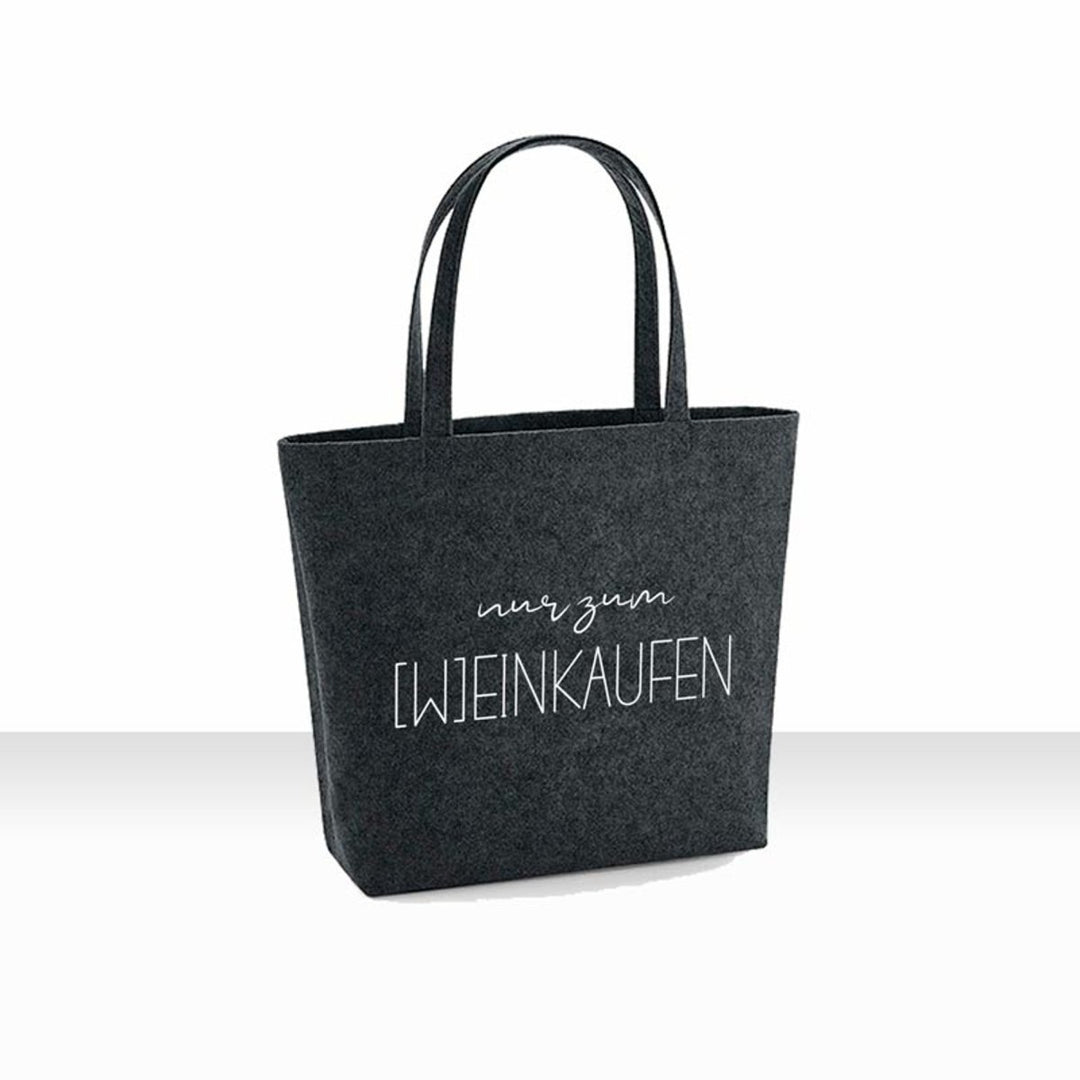 all-yours24 Filz Shopper Einkaufstasche nur zum weinkaufen einkaufen anthrazit