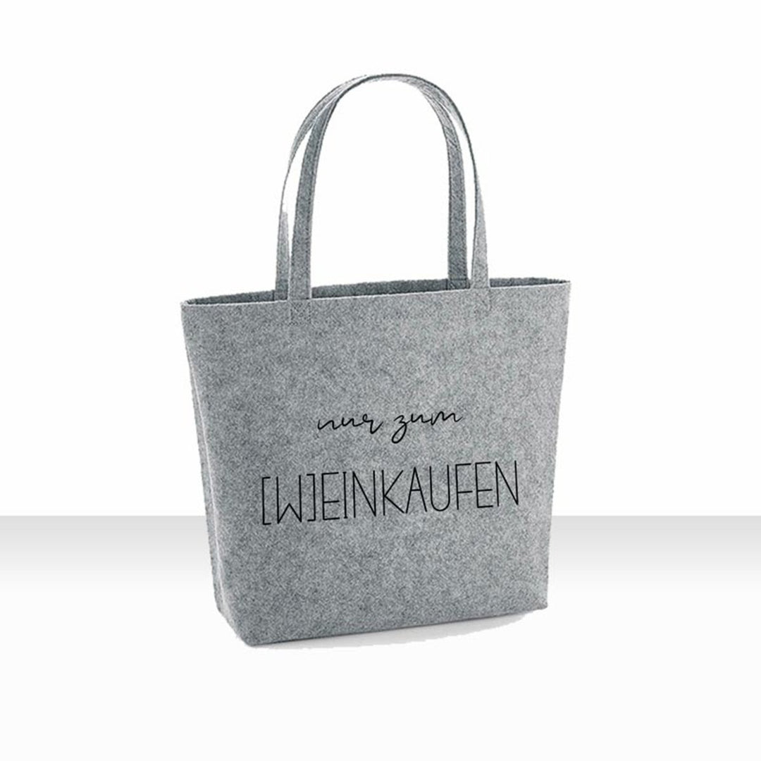 all-yours24 Filz Shopper Einkaufstasche nur zum weinkaufen einkaufen grau