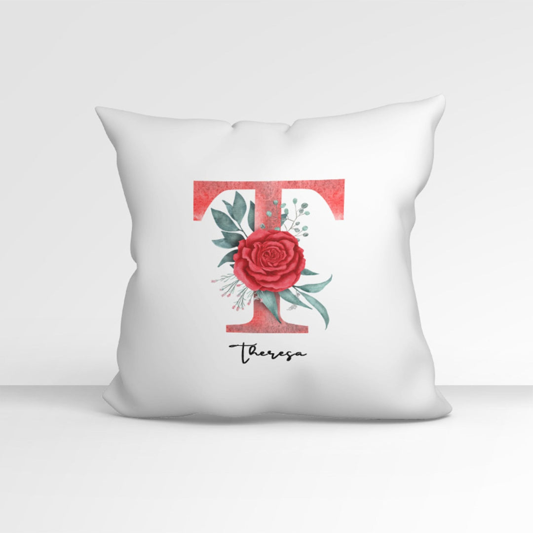all - yours24 Kissen Anfangsbuchstabe mit Namen Initialen rot Rose - all - yours24
