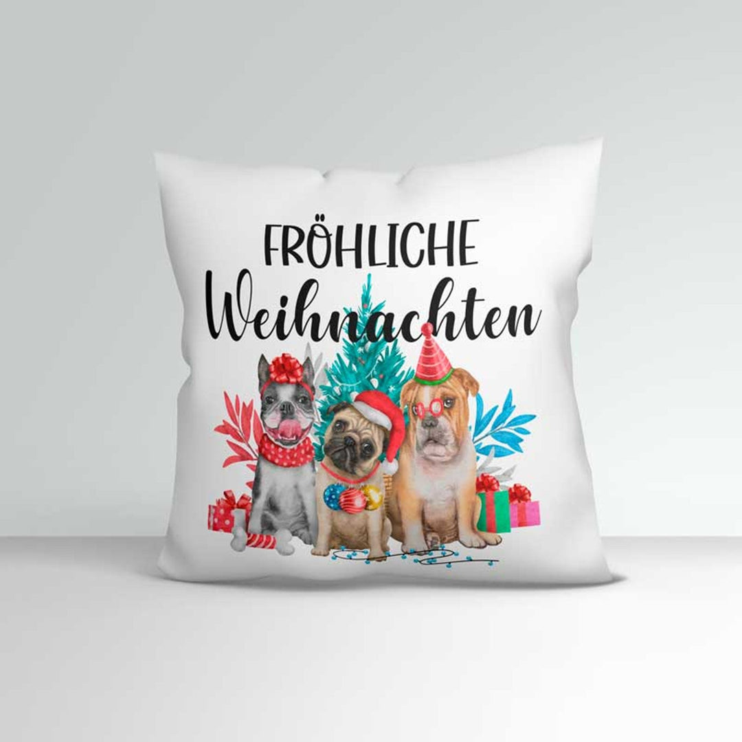 all - yours24 Kissen Hund Hunde Dogs Weihnachten Weihnachtskranz - all - yours24