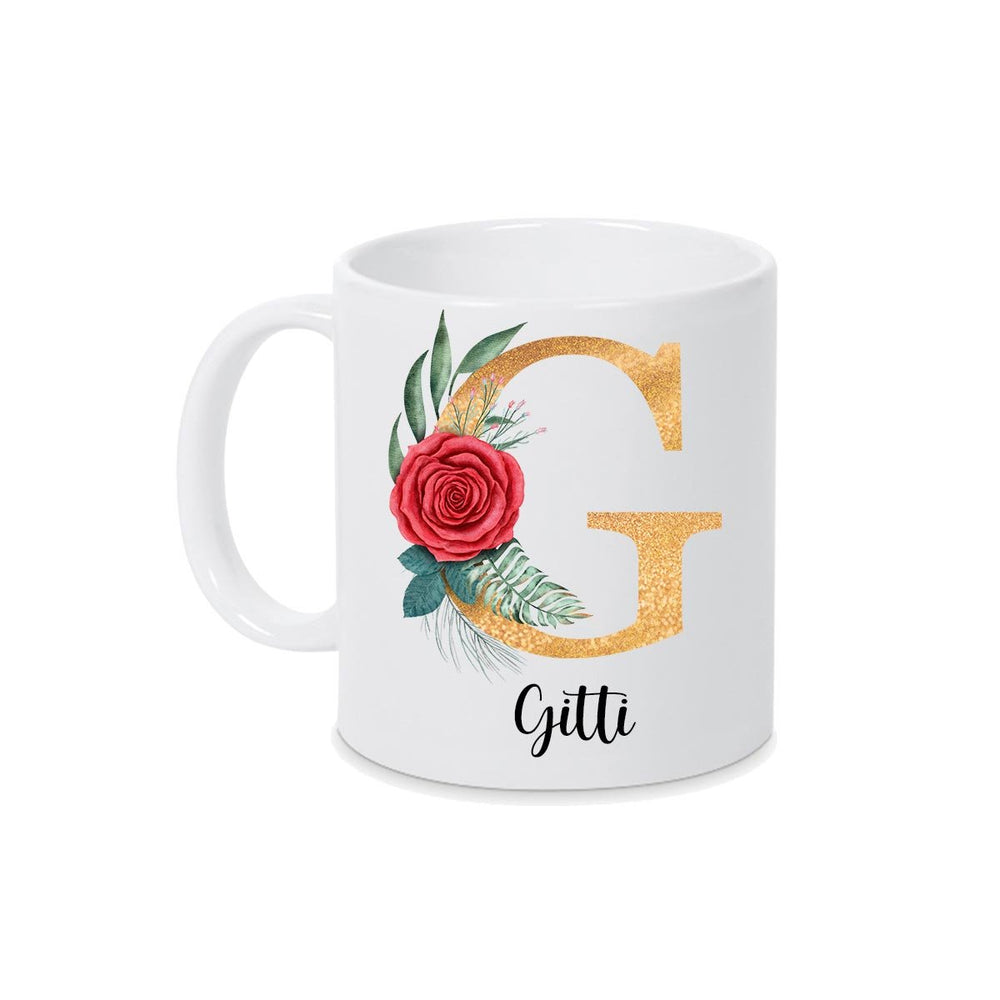 all - yours24 Tasse Rosen Name Initialen Anfangsbuchstabe gold Geschenkideen Tasse mit Spruch Geschenke Kaffee - Tasse - all - yours24