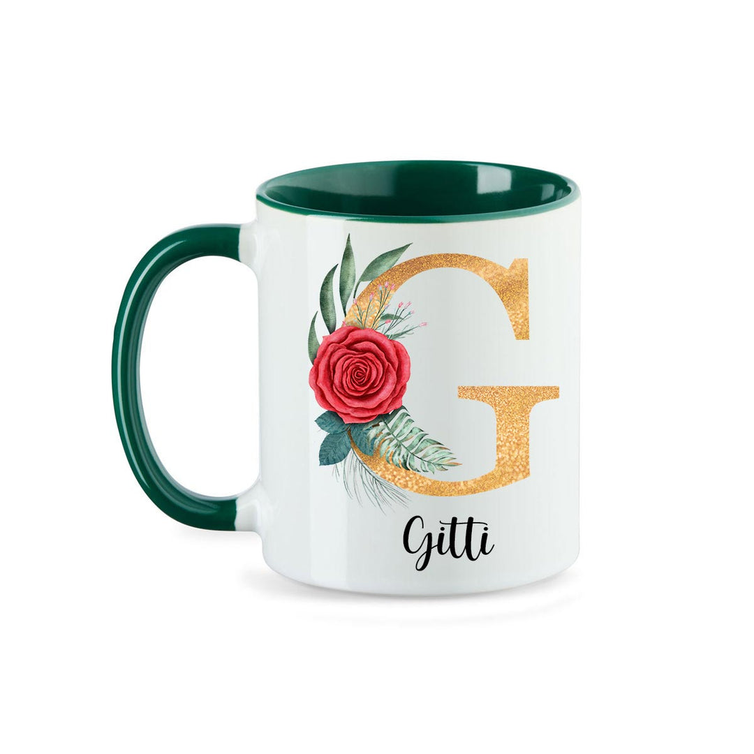 all - yours24 Tasse Rosen Name Initialen Anfangsbuchstabe gold Geschenkideen Tasse mit Spruch Geschenke Kaffee - Tasse - all - yours24