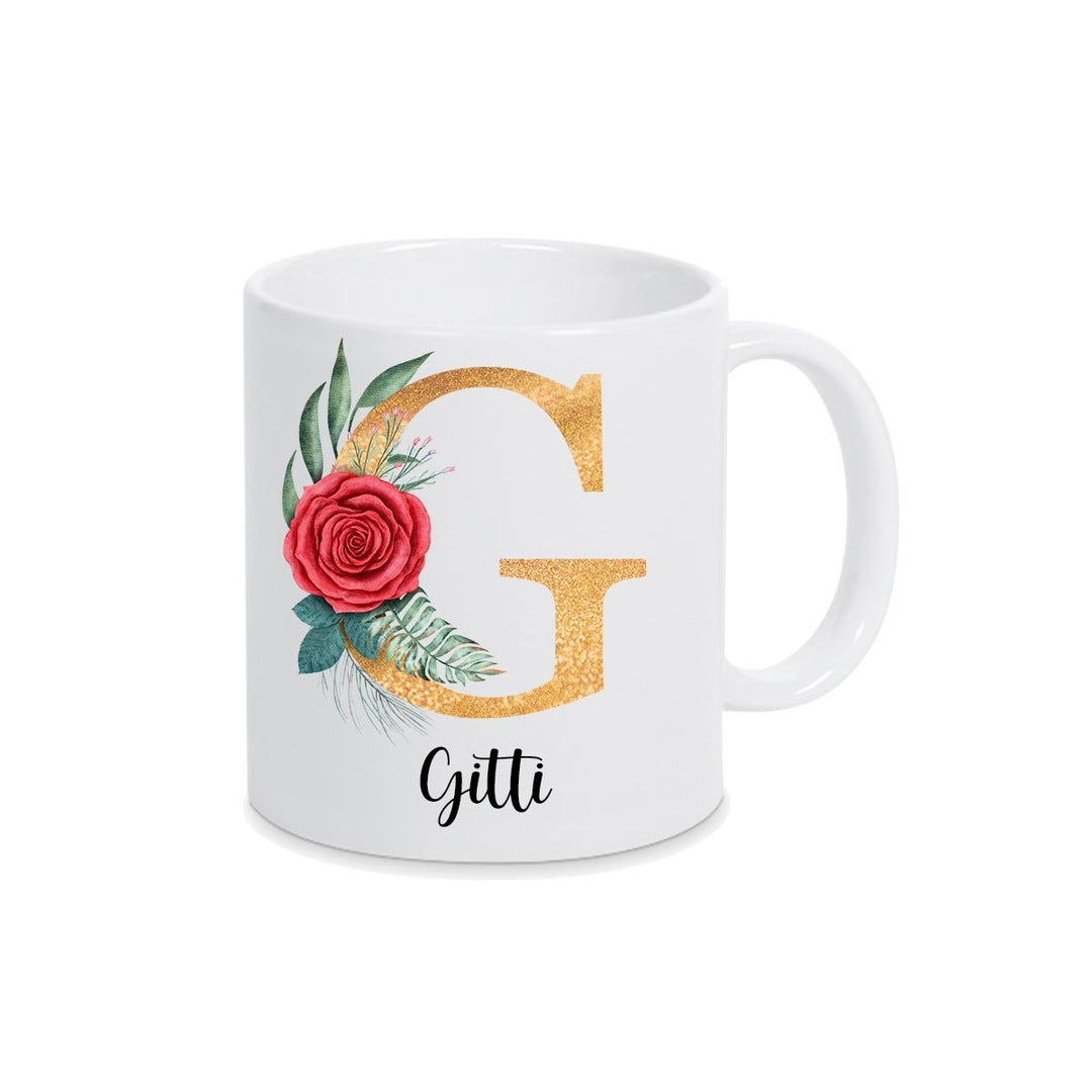 all - yours24 Tasse Rosen Name Initialen Anfangsbuchstabe gold Geschenkideen Tasse mit Spruch Geschenke Kaffee - Tasse - all - yours24
