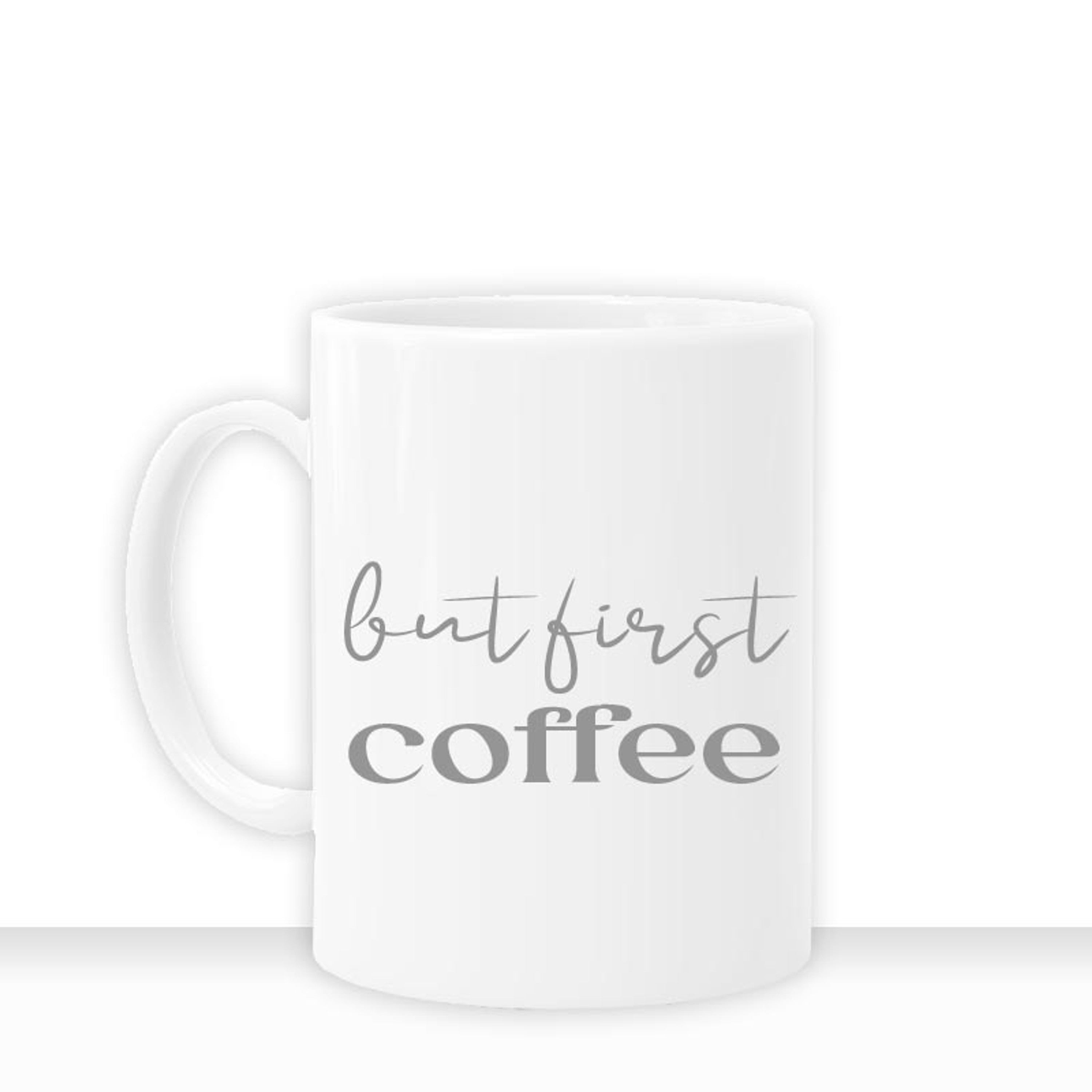 all-yours24 Tasse but first coffee Geschenkideen Tasse mit Spruch Geschenke Kaffee-Tasse