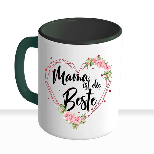 all-yours24 Tasse Blumen Mama ist die Beste Geschenkideen Tasse mit Spruch Geschenke Kaffee-Tasse