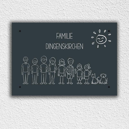 Eingangs - Türschild Strichmännchen Familie personalisierbar - all - yours24
