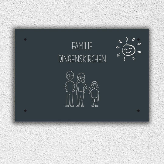 Eingangs - Türschild Strichmännchen Familie personalisierbar - all - yours24