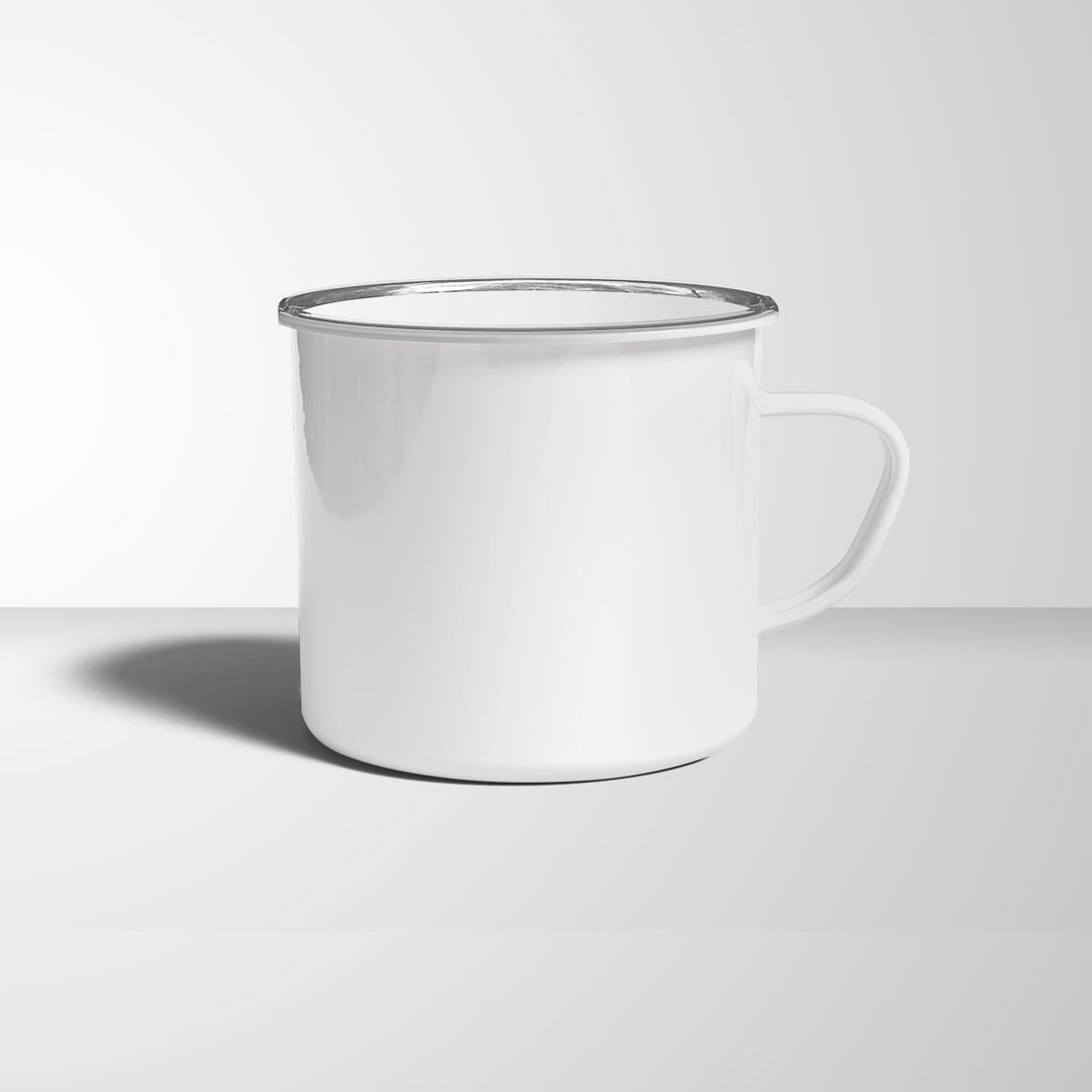 Emaille Becher weiß personalisiert mit Eurem Text oder Foto bedruckt - all - yours24