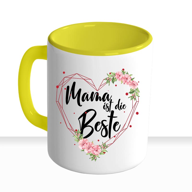 all-yours24 Tasse Blumen Mama ist die Beste Geschenkideen Tasse mit Spruch Geschenke Kaffee-Tasse