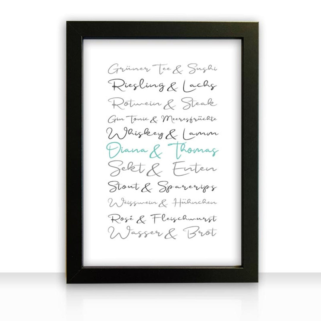 Geschenkidee Bild " Essen und Trinken " personalisiert - all - yours24