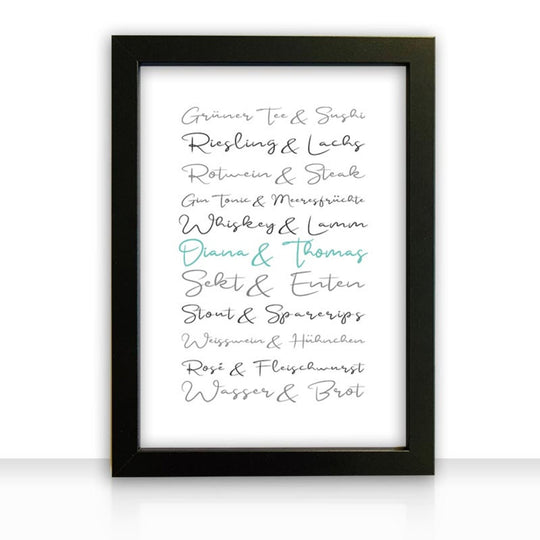 Geschenkidee Bild " Essen und Trinken " personalisiert - all - yours24