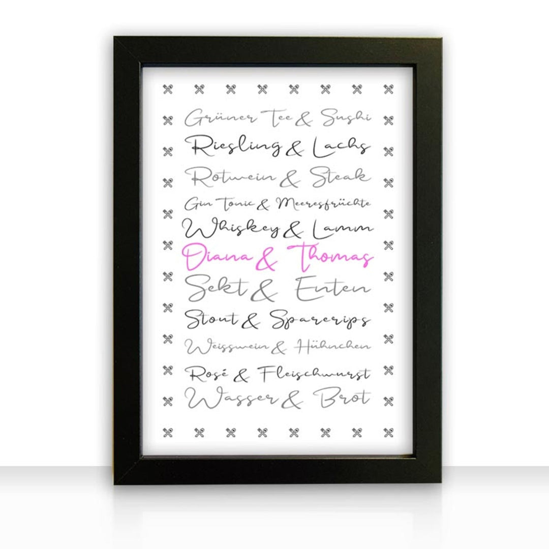 Geschenkidee Bild " Essen und Trinken " personalisiert - all - yours24