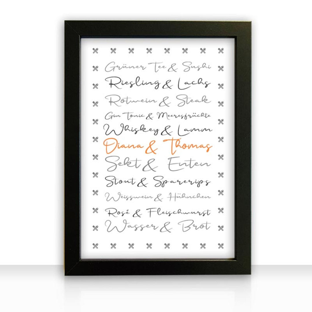 Geschenkidee Bild " Essen und Trinken " personalisiert - all - yours24