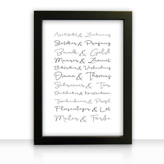 Geschenkidee Bild " Häuslebauer " personalisiert - all - yours24
