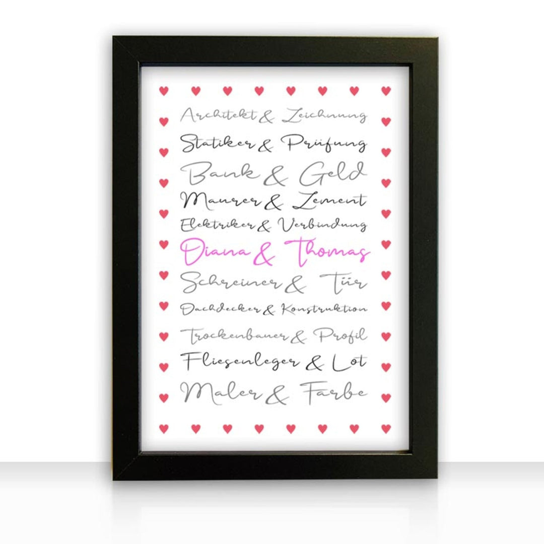 Geschenkidee Bild " Häuslebauer " personalisiert - all - yours24
