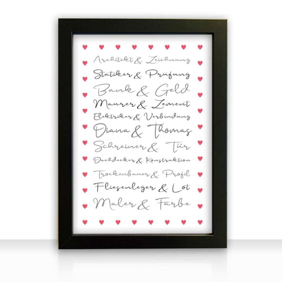 Geschenkidee Bild " Häuslebauer " personalisiert - all - yours24