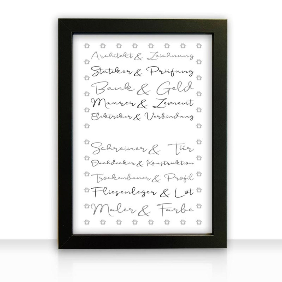 Geschenkidee Bild " Häuslebauer " personalisiert - all - yours24