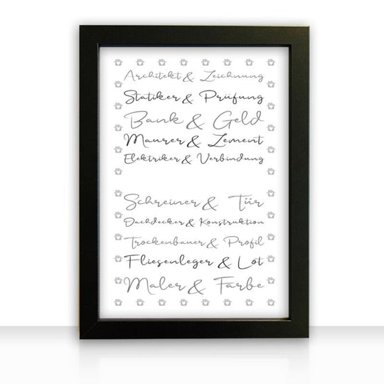 Geschenkidee Bild " Häuslebauer " personalisiert - all - yours24