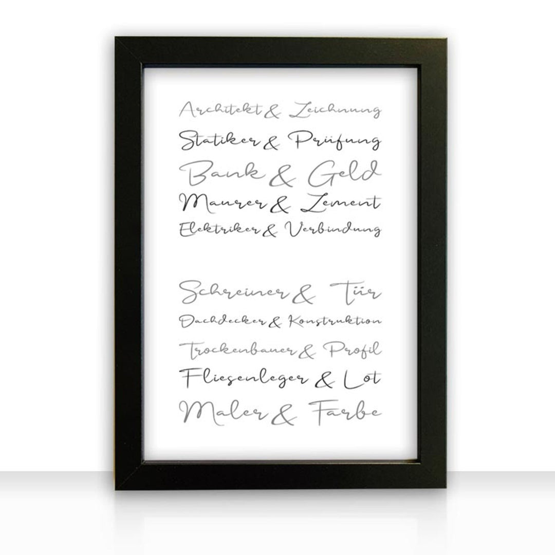 Geschenkidee Bild " Häuslebauer " personalisiert - all - yours24
