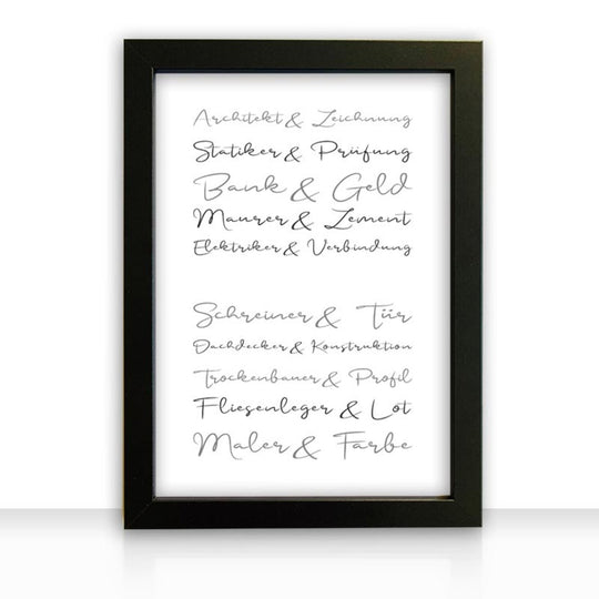 Geschenkidee Bild " Häuslebauer " personalisiert - all - yours24