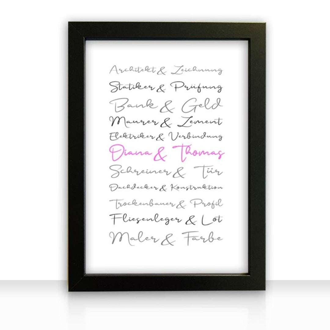Geschenkidee Bild " Häuslebauer " personalisiert - all - yours24