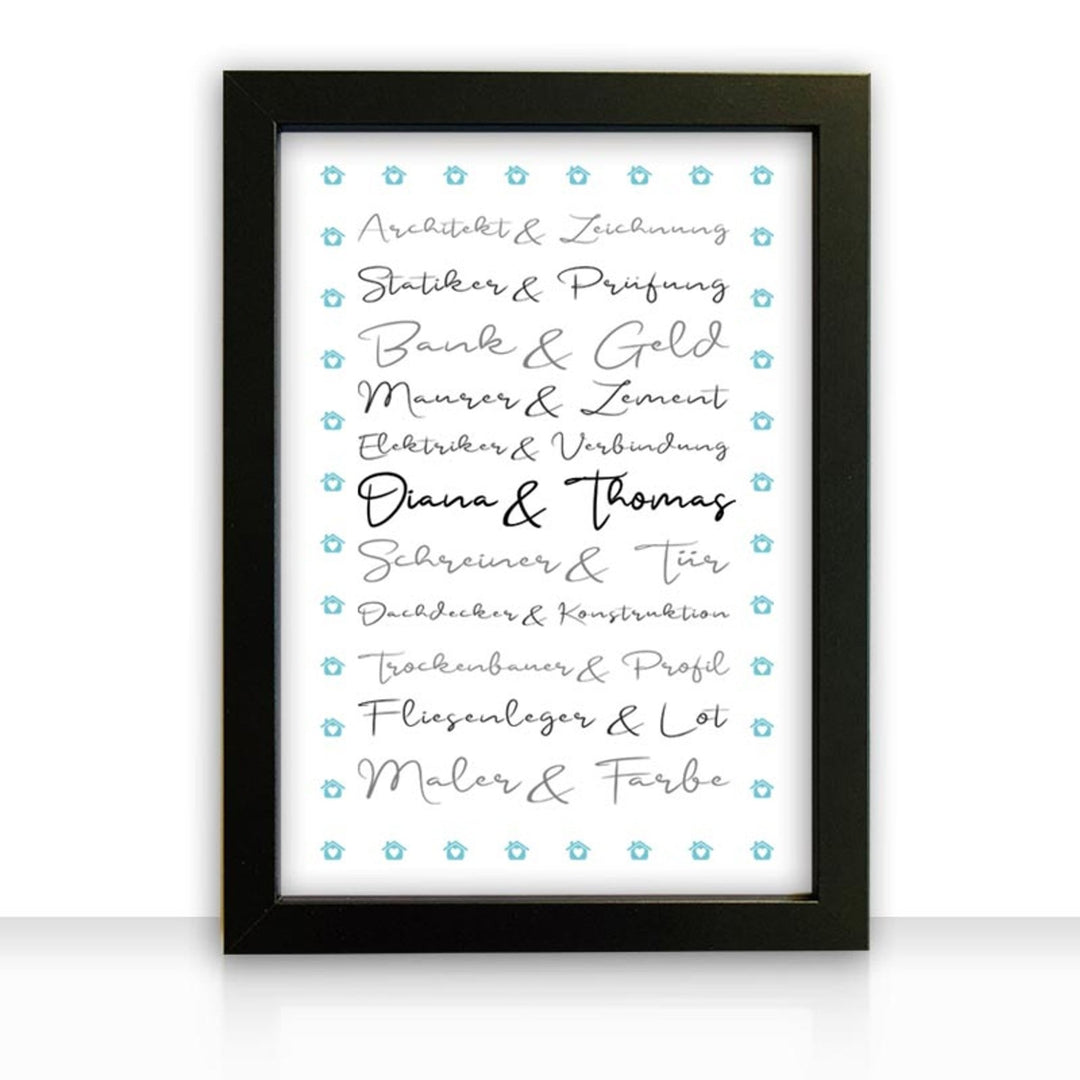Geschenkidee Bild " Häuslebauer " personalisiert - all - yours24