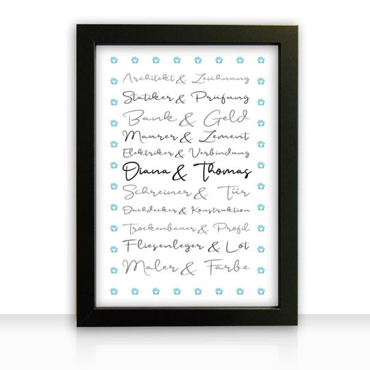 Geschenkidee Bild " Häuslebauer " personalisiert - all - yours24