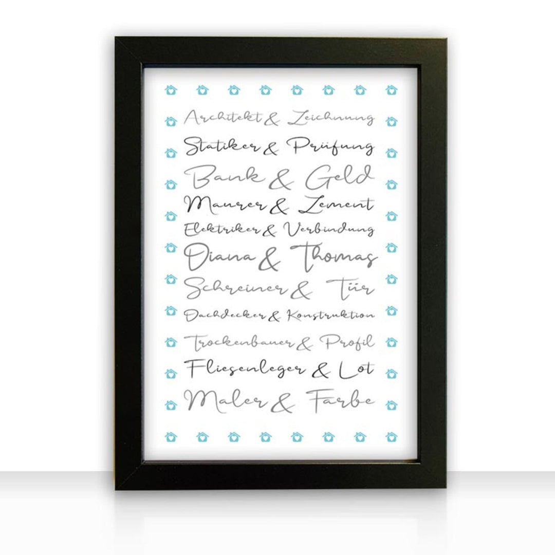 Geschenkidee Bild " Häuslebauer " personalisiert - all - yours24