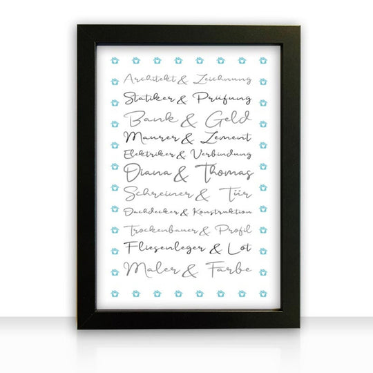 Geschenkidee Bild " Häuslebauer " personalisiert - all - yours24