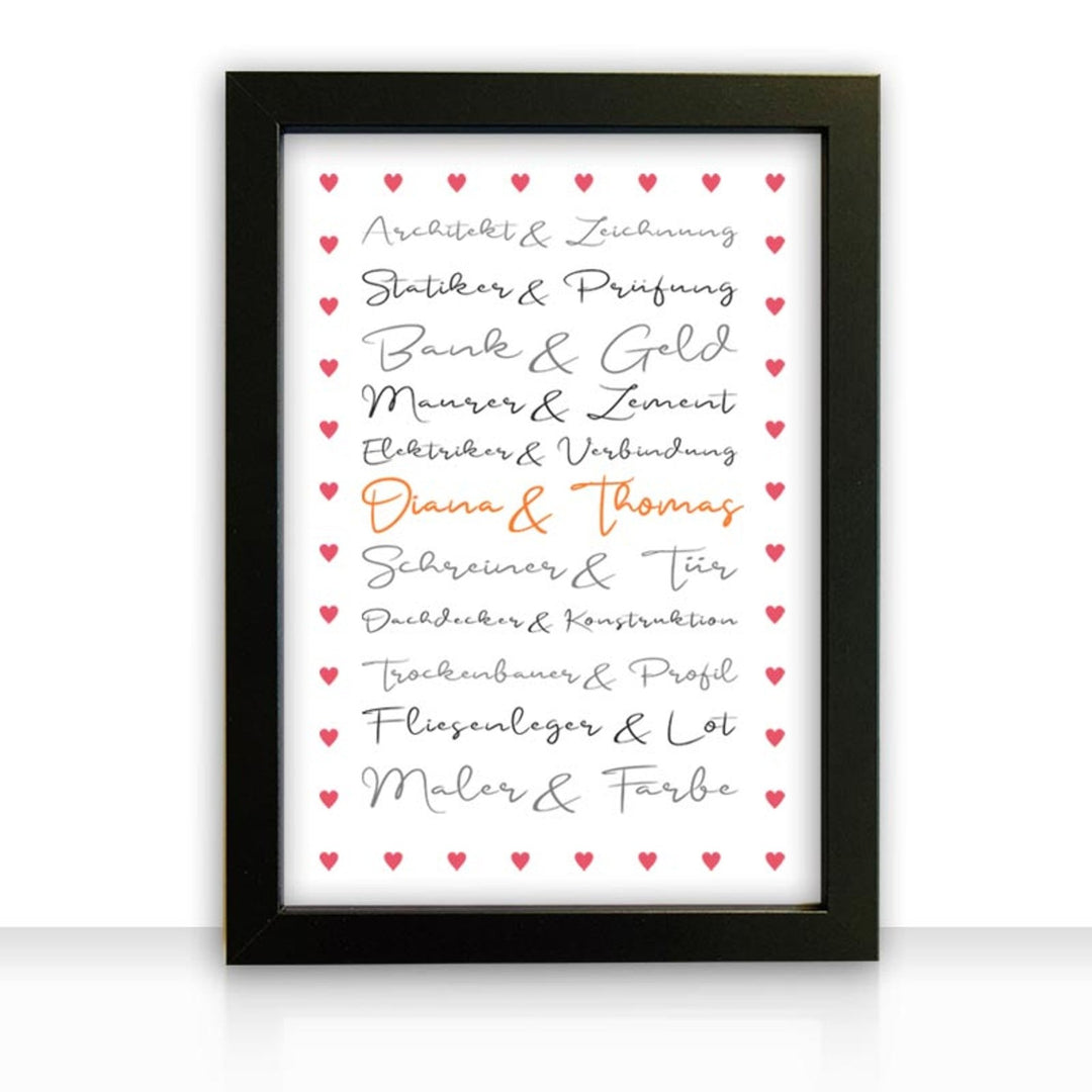 Geschenkidee Bild " Häuslebauer " personalisiert - all - yours24