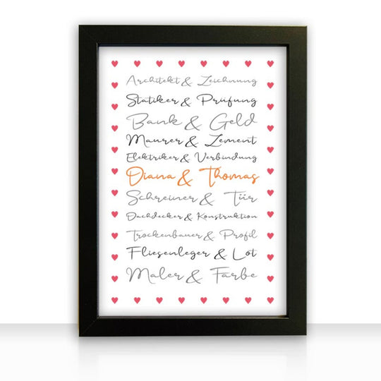 Geschenkidee Bild " Häuslebauer " personalisiert - all - yours24