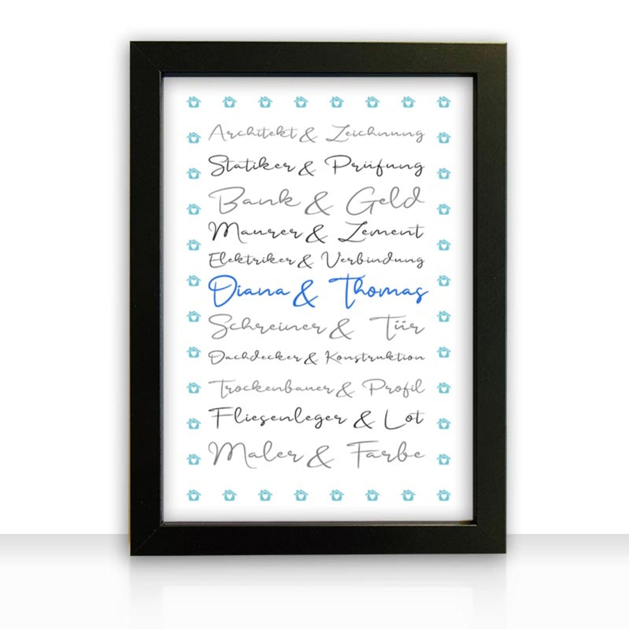 Geschenkidee Bild " Häuslebauer " personalisiert - all - yours24