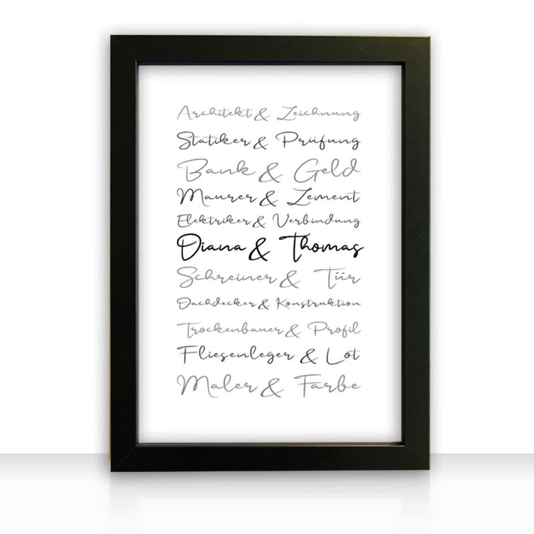 Geschenkidee Bild " Häuslebauer " personalisiert - all - yours24