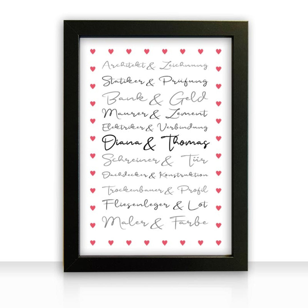 Geschenkidee Bild " Häuslebauer " personalisiert - all - yours24