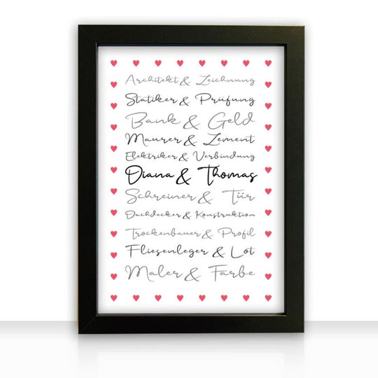 Geschenkidee Bild " Häuslebauer " personalisiert - all - yours24