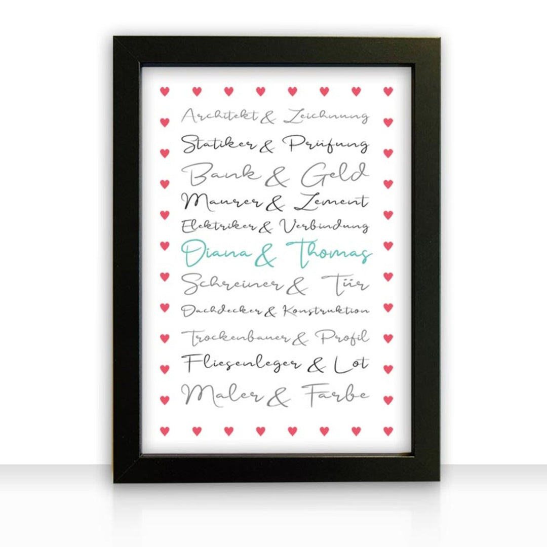 Geschenkidee Bild " Häuslebauer " personalisiert - all - yours24
