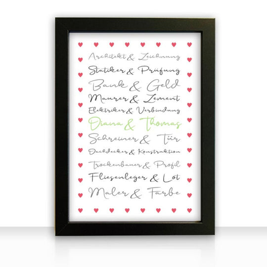 Geschenkidee Bild " Häuslebauer " personalisiert - all - yours24