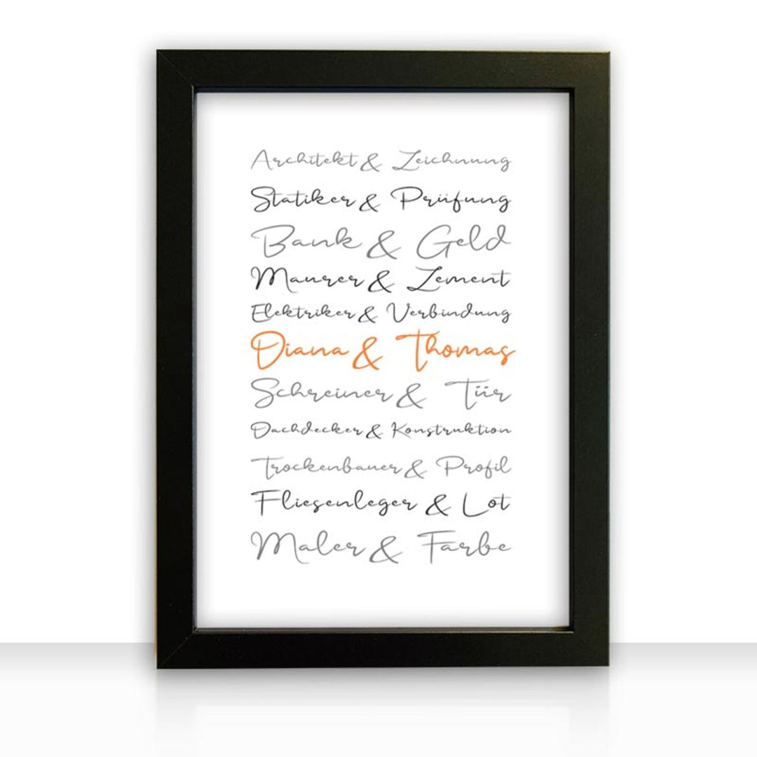 Geschenkidee Bild " Häuslebauer " personalisiert - all - yours24
