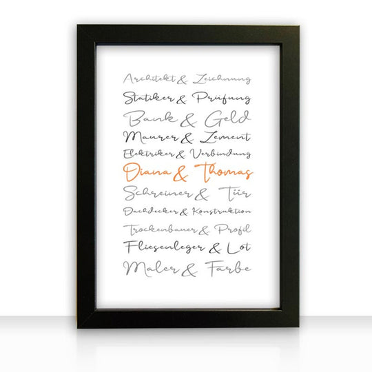 Geschenkidee Bild " Häuslebauer " personalisiert - all - yours24